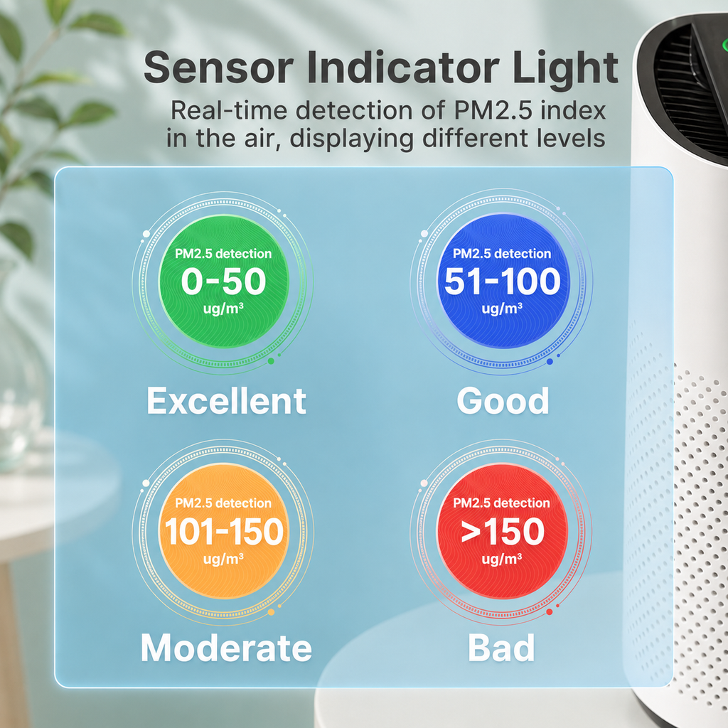 Whole-Home Smoke Defense Air Purifier — True HEPA + Carbon, Live PM2.5 Sensor (Covers 3,600 sq ft)