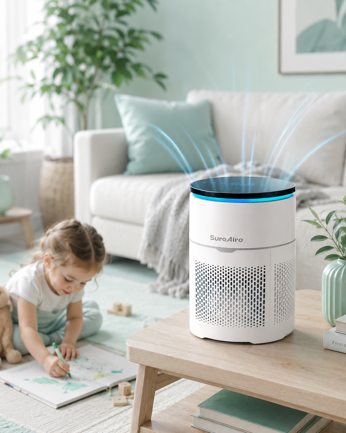 Smoke-Odor Air Purifier — True HEPA 13 + Activated Carbon, Bladeless (Bedroom & Nursery)
