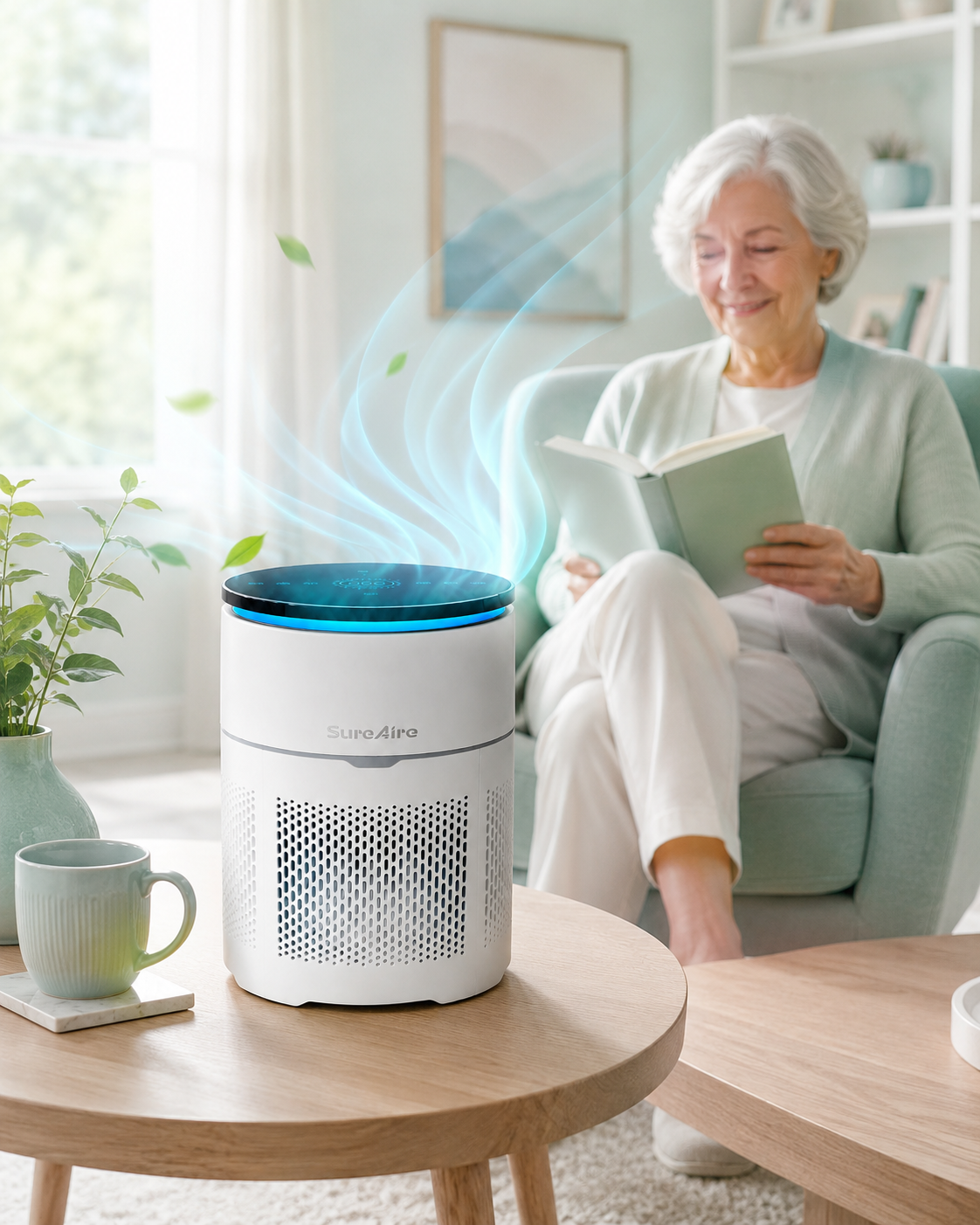 Smoke-Odor Air Purifier — True HEPA 13 + Activated Carbon, Bladeless (Bedroom & Nursery)