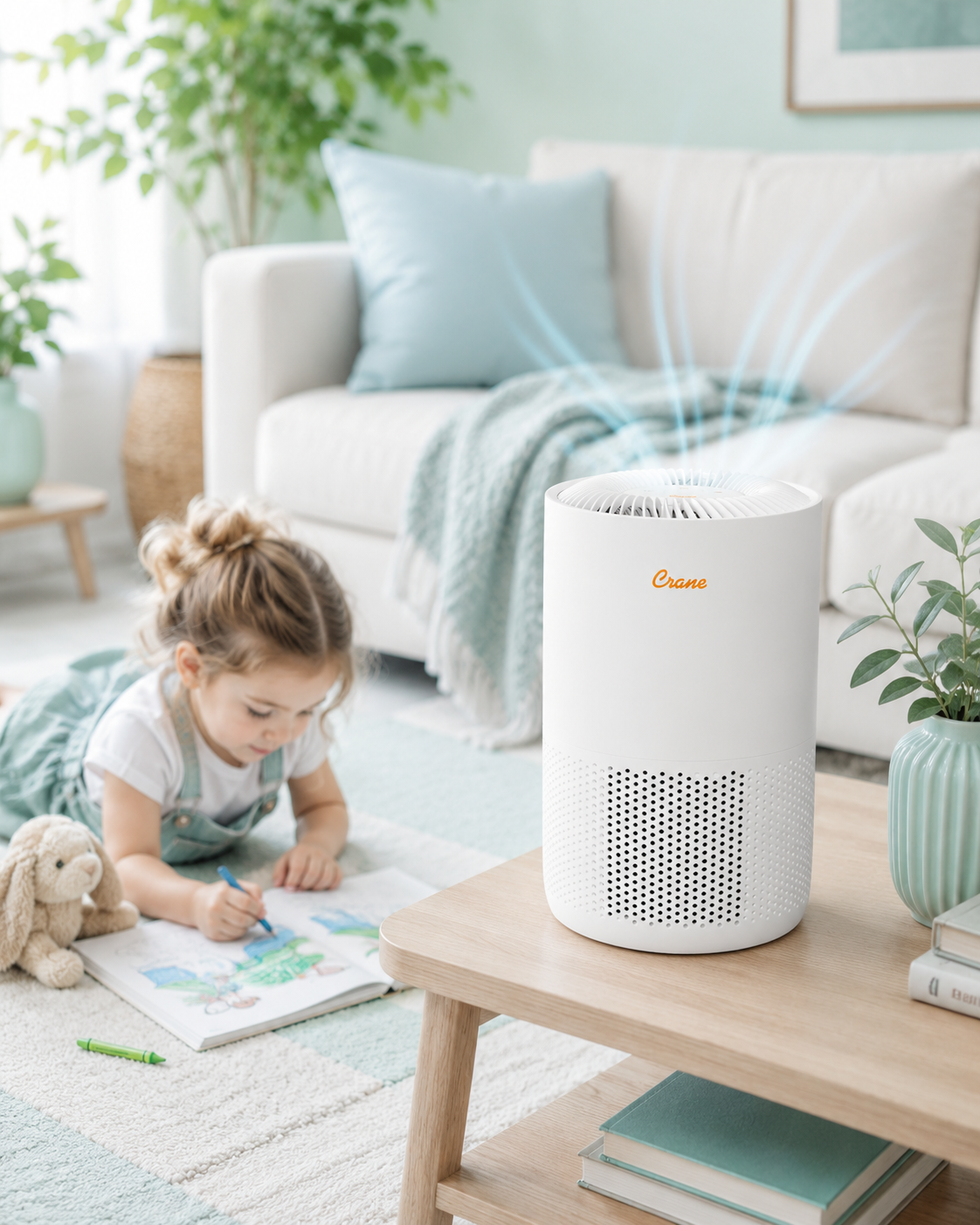 Bedroom Smoke & Allergen Air Purifier — True HEPA, Whisper-Quiet, Child Lock (Covers 300 sq ft)