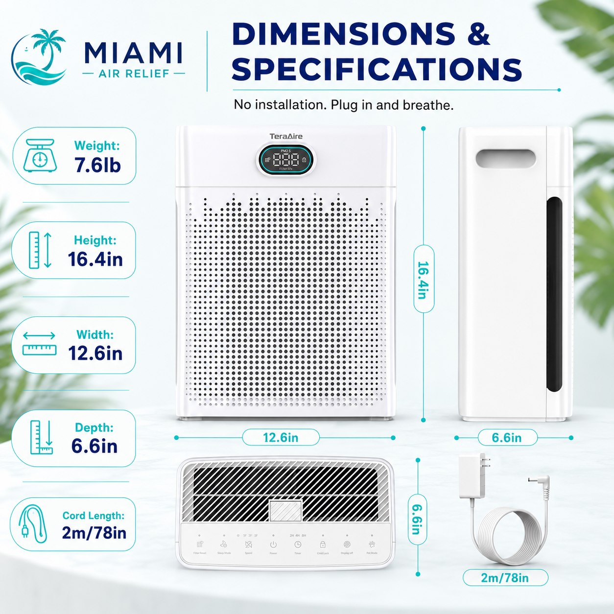 Miami Air Relief™ Large-Room Smoke Purifier